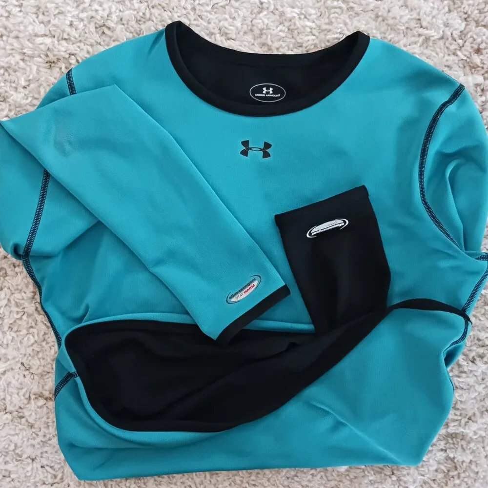 Under Armour Women's Reversable Fitted Shirt Size Medium Teal Black Athletic - Picture 6 of 9